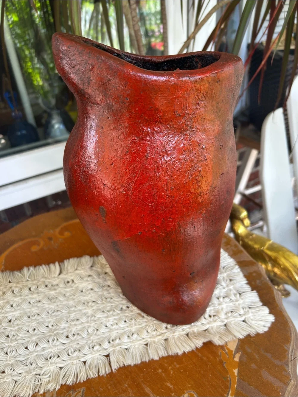 Vintage Mexican Folk Art Owl Vase